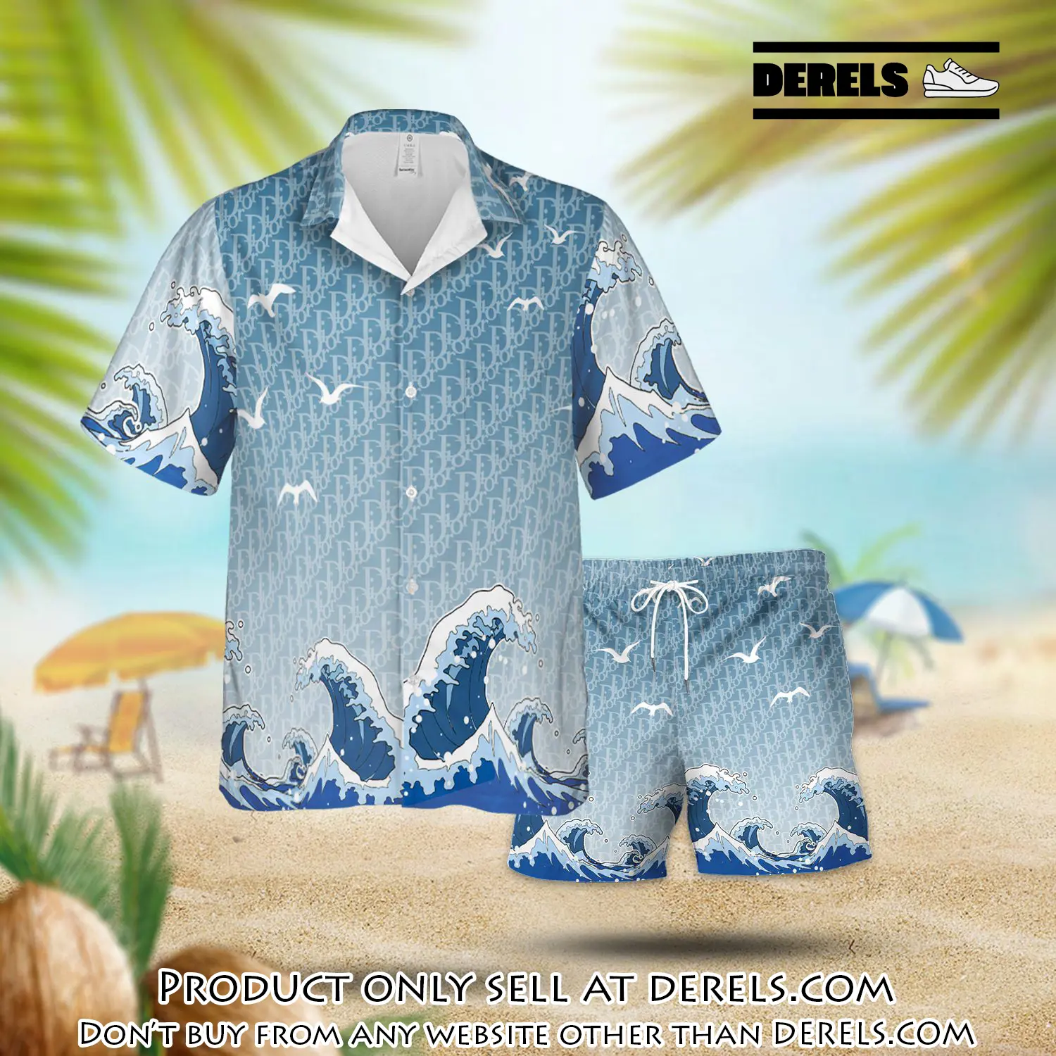 Dior the sea waves luxury summer  hawaiian shorts set lhss1011 dr1525107